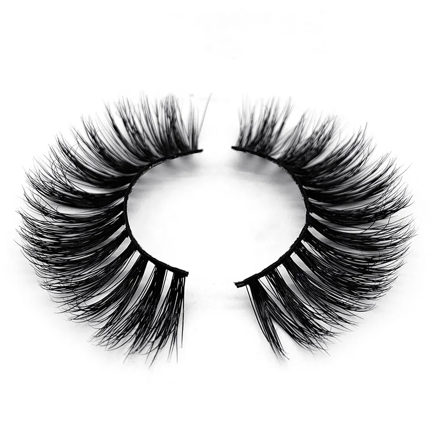 

J M21 Private Label comfortable strip 18mm long thick comfortable hand made 3D Siberia mink fur fake eyelashes, Natural black