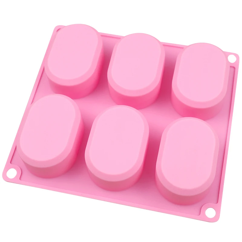 

6 Cavity Small Oval Diy Manual Essential Oil Soap Mold Silicone Cake Mold, As stock