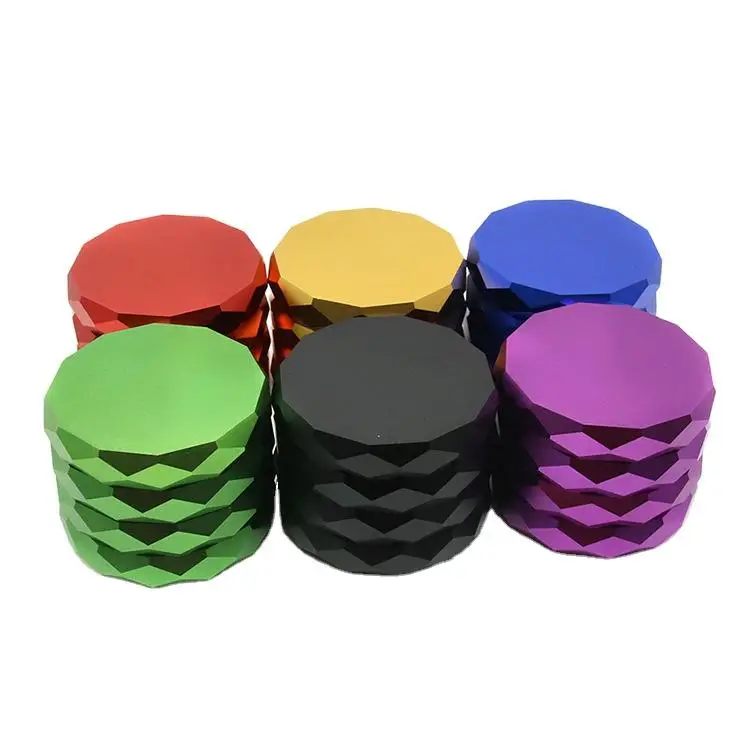 

New 63mm 4 layers 4 sides diamond aluminum alloy tobacco weed grinder