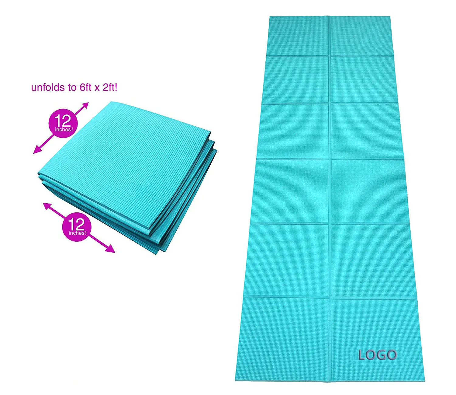 Foldable Thick Pvc Padded Square Tile 6ft X 2ft Workout And Yoga Mat