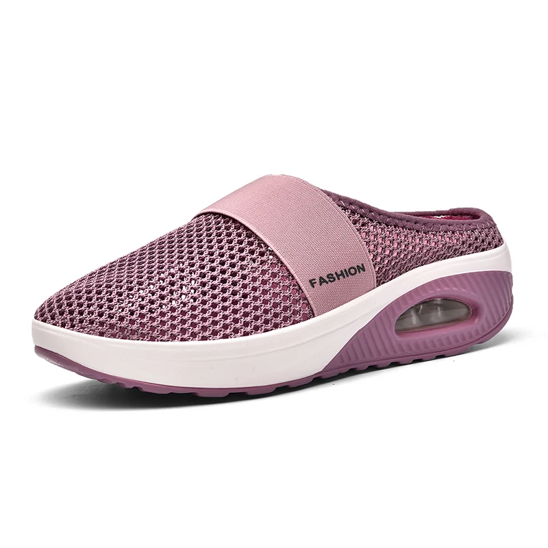 

Ladies thick bottom air cushion hollow mesh breathable half-drag women's slippers