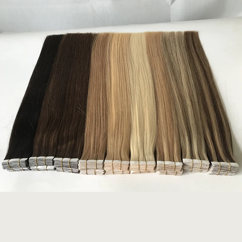 

Wholesale Double Drawn Skin Weft Tape Remy Hair Natural Invisible PU Tape In Human Hair Extensions