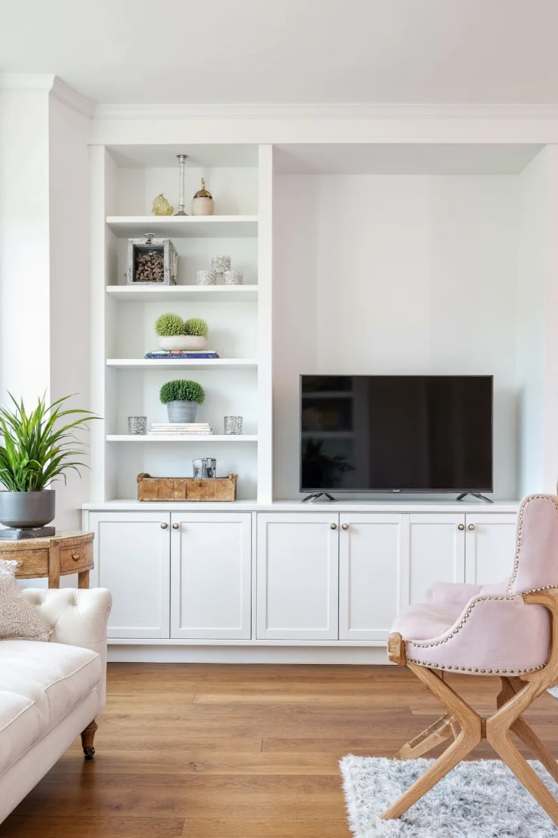 Built-in cabinets with under-shelf LED lighting