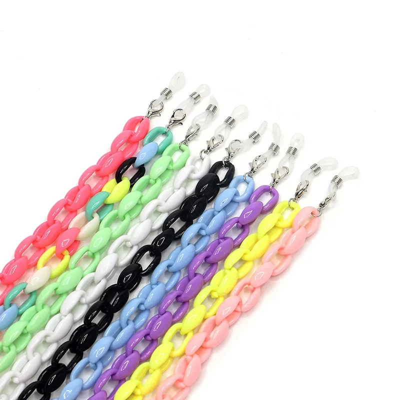 

9 Candy Color Acrylic Sunglasses Holders High Quality Facemask Chain, As picture