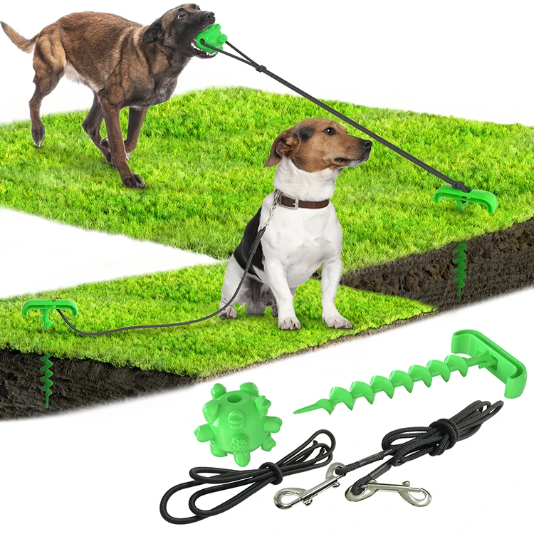 

Medium to Large Dogs Chew Toys Dog Yard Leash Tie-Out Cable for Outside, Yellow/green/blue