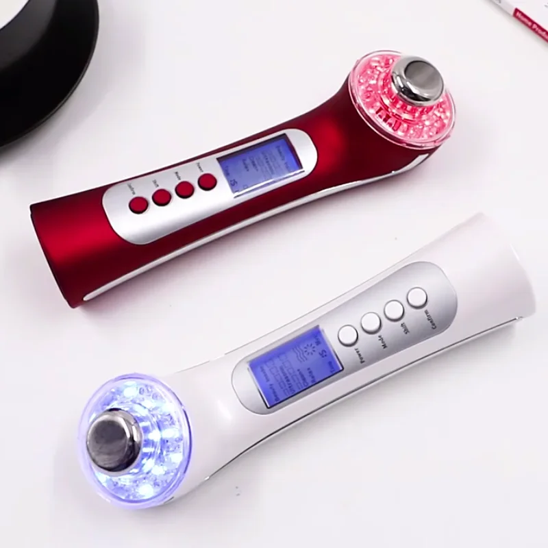 

3MHZ Ultrasound Face Massager Ion LED Photon Therapy Skin Rejuvenation Facial Lifting Anti-Aging Acne Remover Beauty, White , red, blue, pink, customized