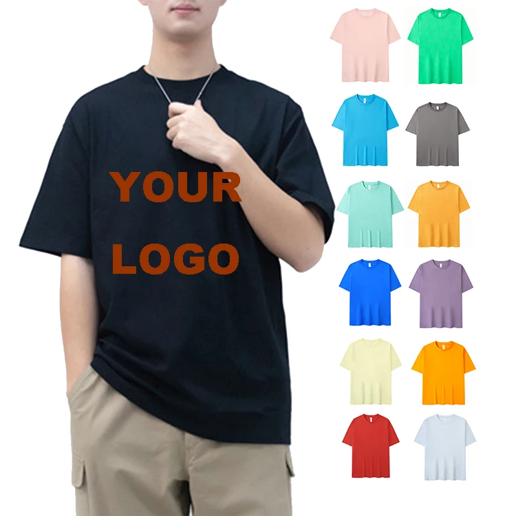 

YKH Breathable Summer Cotton 220 gsm Colorful Unisex 3D Puff Print Customize Plain T shirt Men's T-shirt