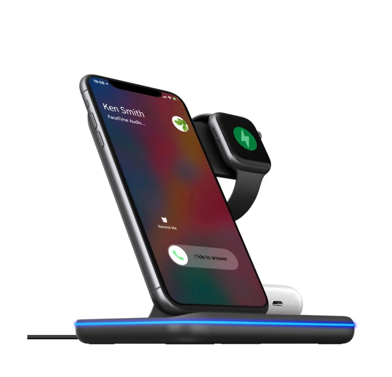 

Wholesale wireless charging product universal fast 3in1 wireless charger for Phone and watch