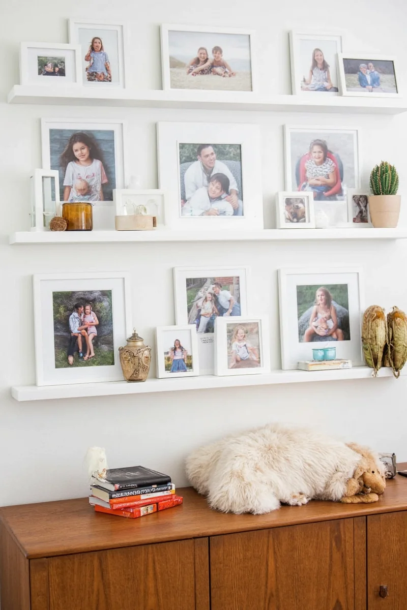 Canvas print of a smiling family on living room wall