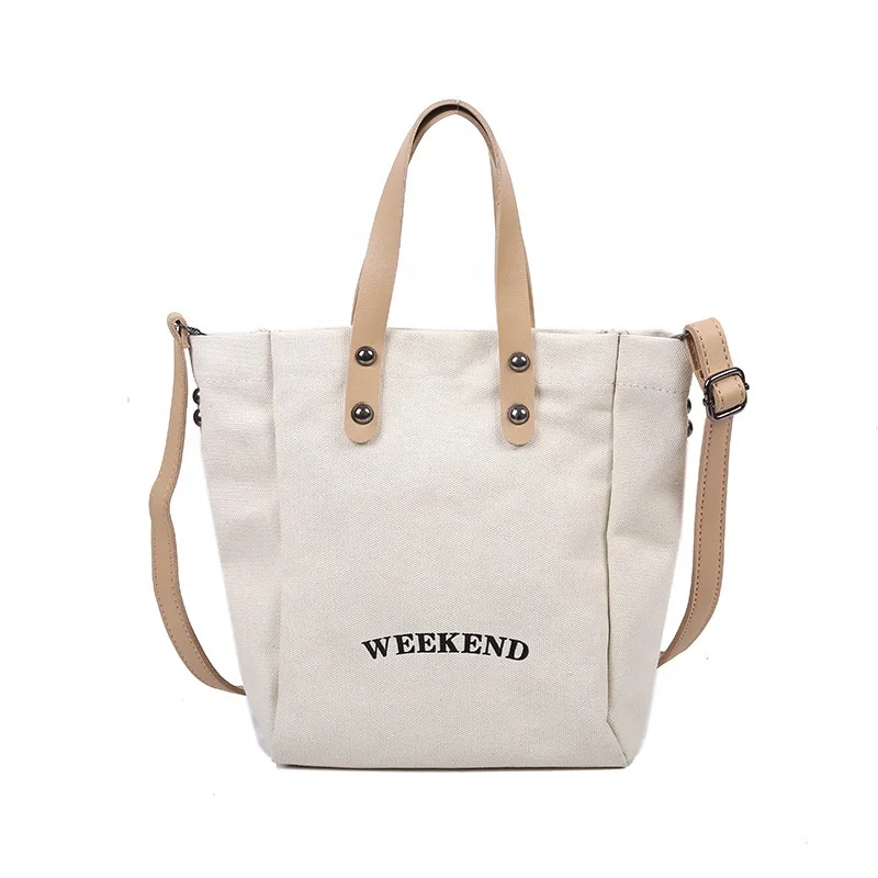 

Eco-Friendly Black Large Canvas Shopping Bag Fashion women White Cotton Tote bags Handbag