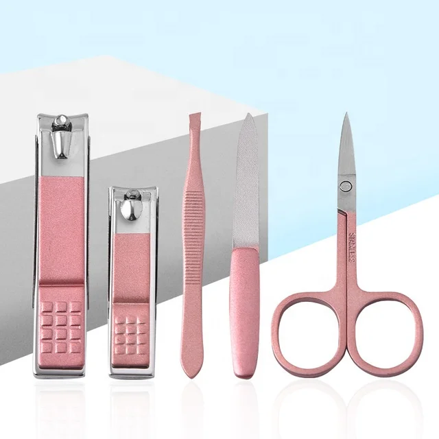 

Professional 5pcs Pack Pink Manicure Set Beauty Tools Nail Clipper Pedicure Set