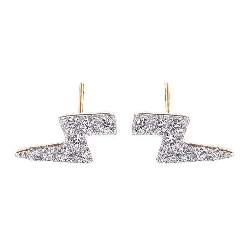 

18K Gold Plated High Quality Sterling Silver Lightning Earrings Micro inlaid Zircon Small Fresh Earrings Jewelry Women