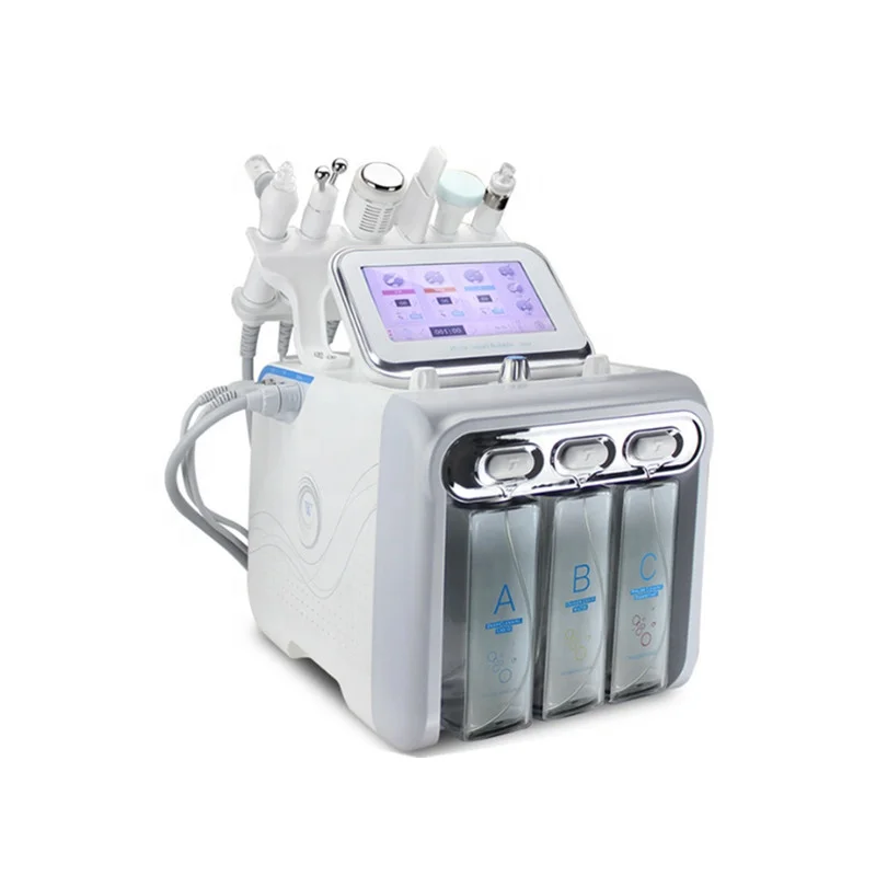 

6 In 1 Hydrogen Oxygen Small Bubble rf Beauty Device Biological Enhancement Facial Microdermabrasion H2O2 Machine for Salon Use