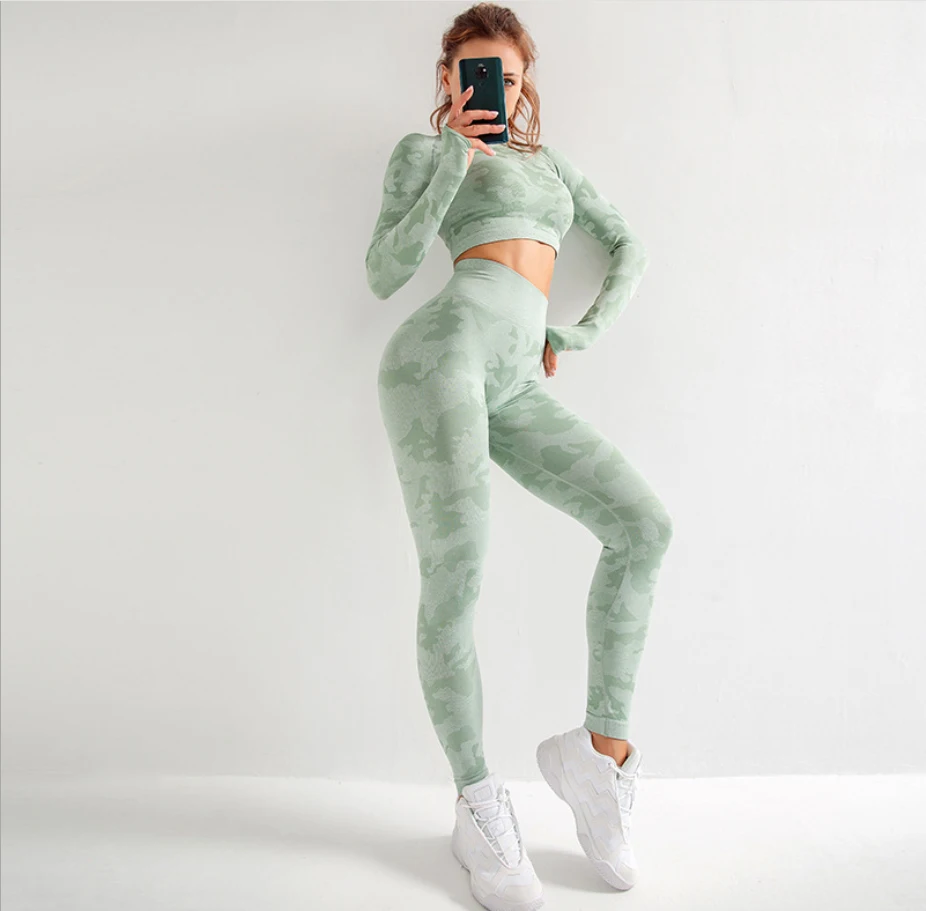

New fashion high waist skinny obviously thin indoor sports yoga two-piece suit womens yoga fitness set