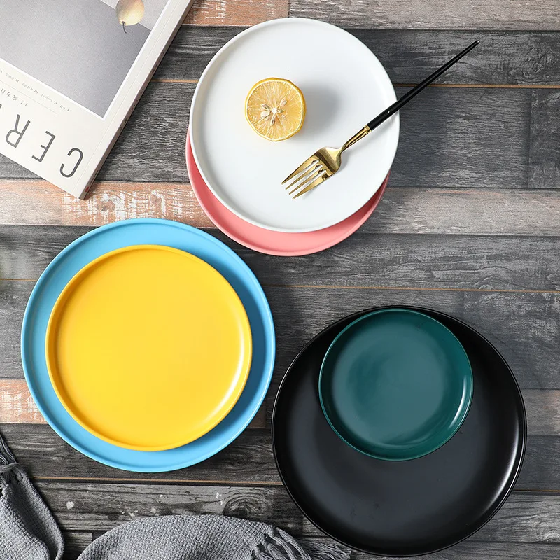 

Nordic creative western food plate solid color glazed plate ceramic plate, As the picture show