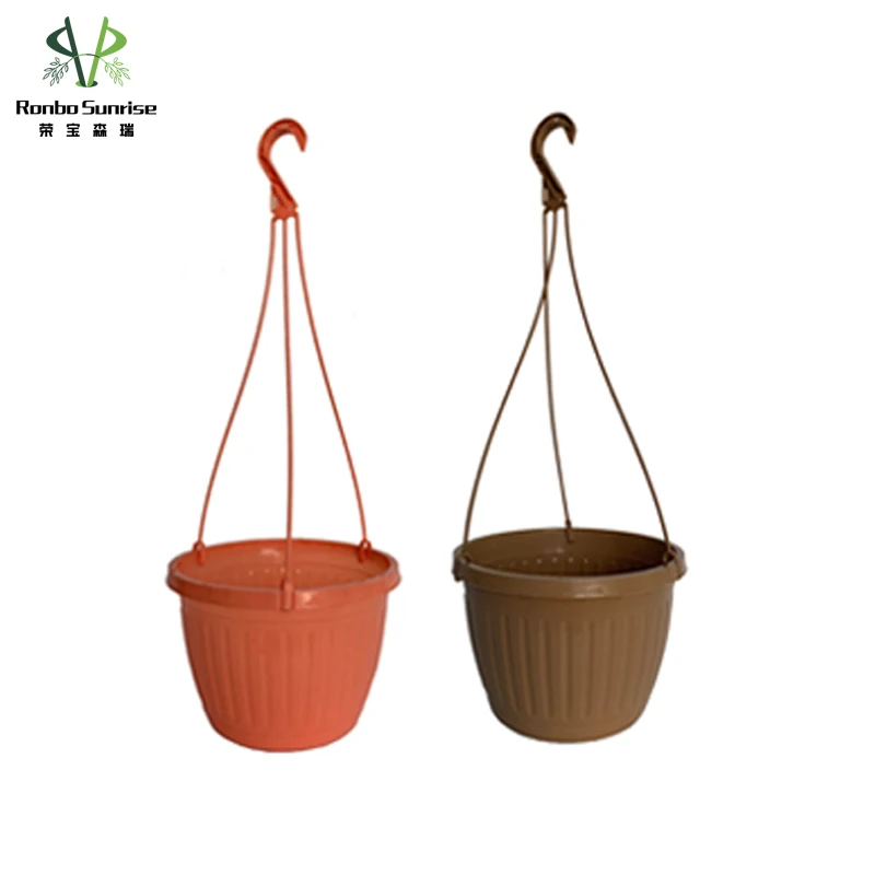 

Ronbo Sunrise 10 Inch Outdoor Garden Round Durable Nursery Plastic Hanging Basket Planter Pots, As picture or customized