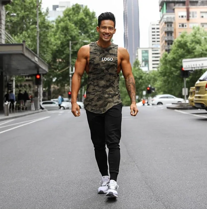 

Vedo Fitness Tank Top Custom Logo Sleeveless Shirt Running Muscle Workout Bodybuilding Camo Sport Vest Mens Tank Top, Picture shows