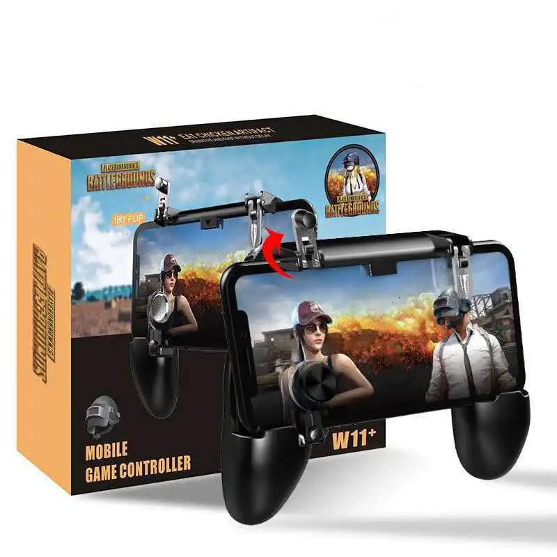 

W11+ PlayerUnknown's Battlegrounds Game Handle Eating Chicken Button Physical Assisted Shooting Joystick Game Controller, Black white, blue red, black