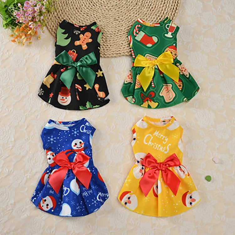 

2021 New Round Neck Christmas Girl Dog Clothes Dress Dog Christmas Clothes Dress, Picture shows