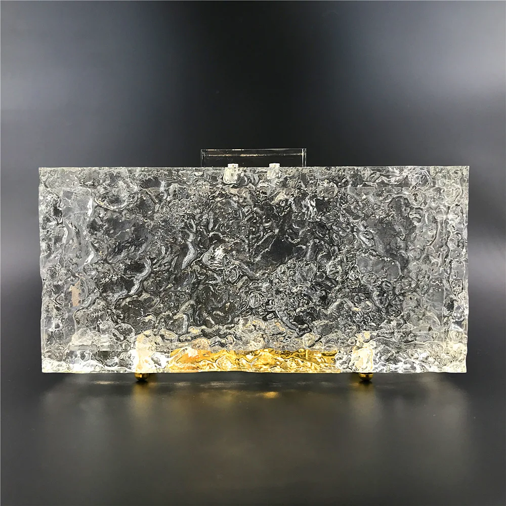 

New dinner bag transparent ice crack acrylic women's bag crystal clutch
