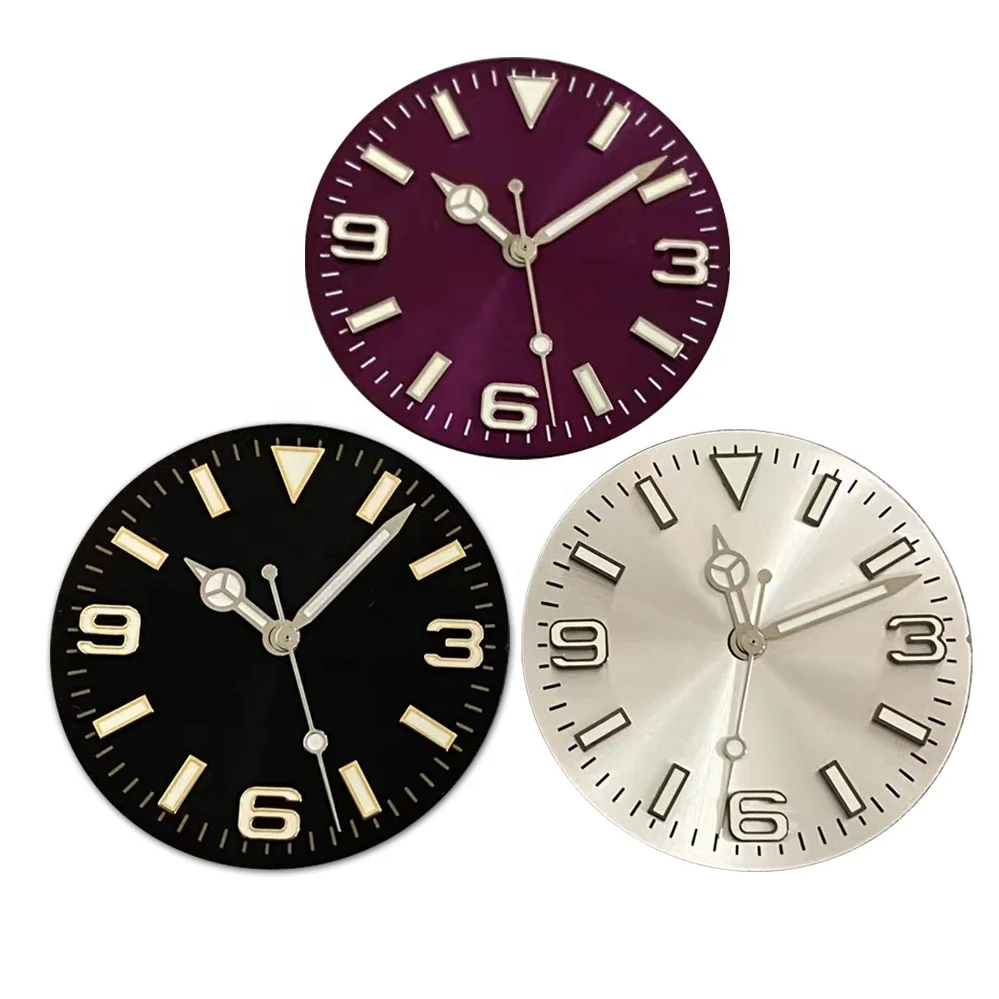 28.5mm Green Luminous Sunburst 3 6 9 Watch Dial Watch hand For NH35 NH36 4R35 4R36 7S26 Movement