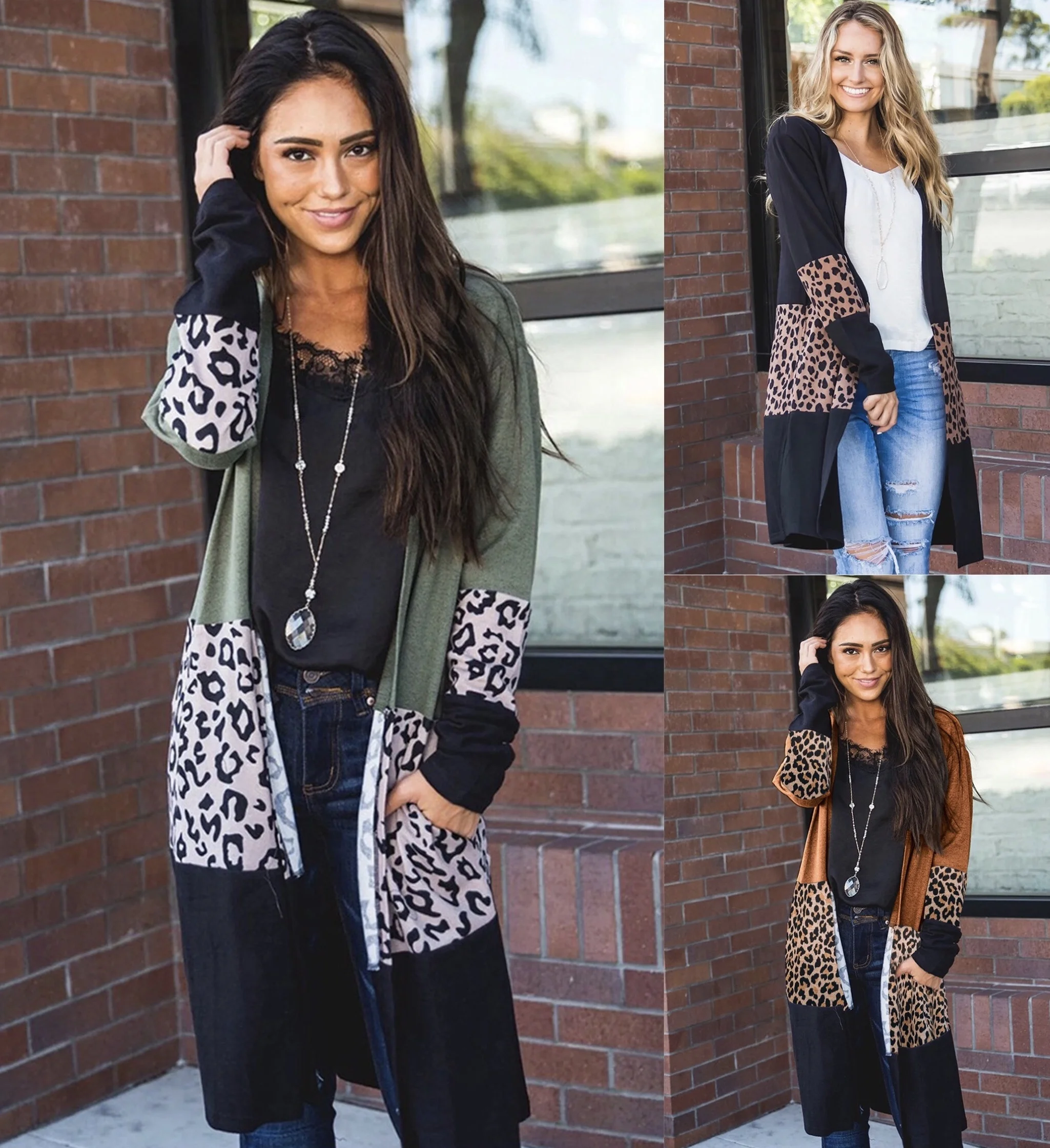 

S54 sweater women's sweater coat solid color Street fashionable sweater Women's Middle long sleeve