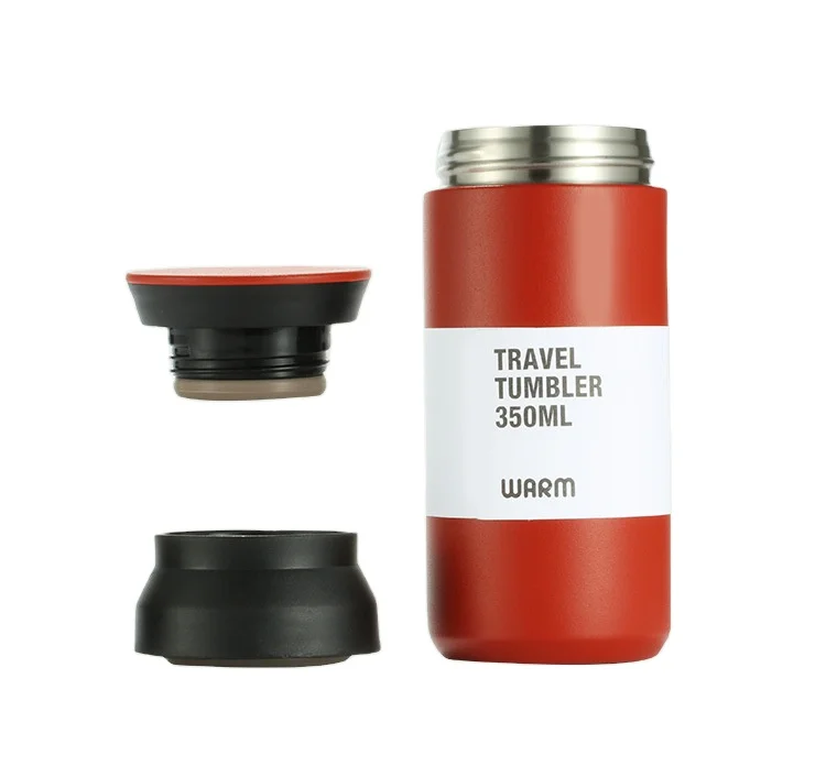 

350ml Portable Stainless Steel Travel Coffee Mug Vacuum Flask Thermoses cup with Lid and Tea Filter Bottle, Bamboo color