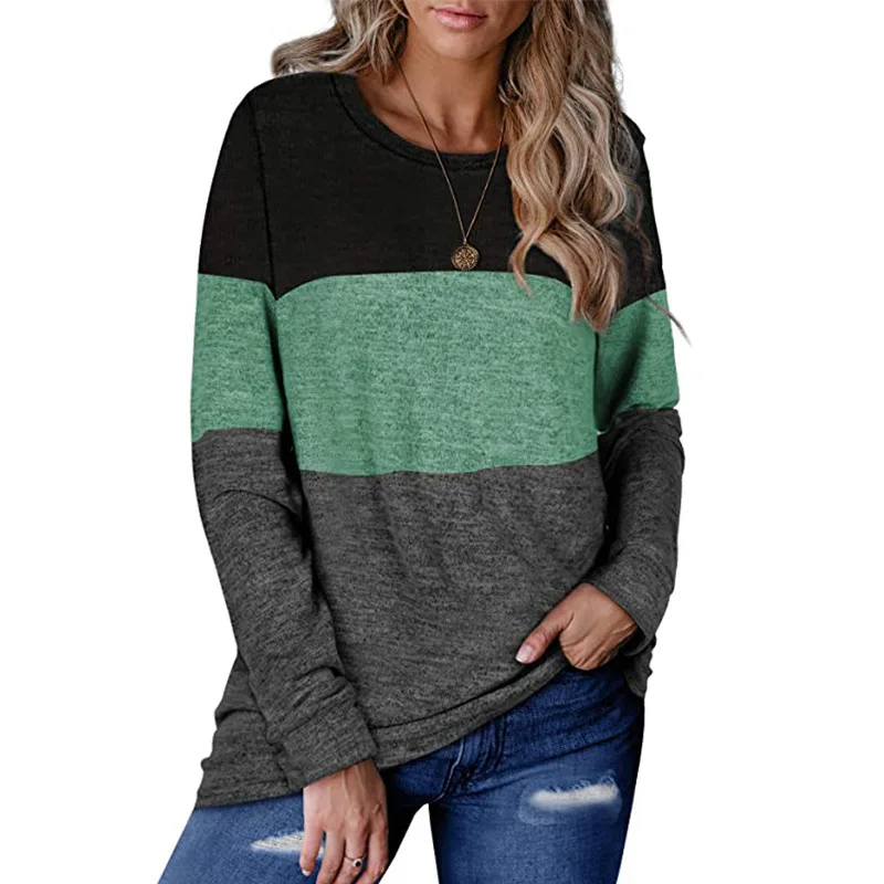 

Women's long sleeve casual dress crew neck pullover matching color hoodie Autumn and winter lady's blouses and sweatshirts, Pure color