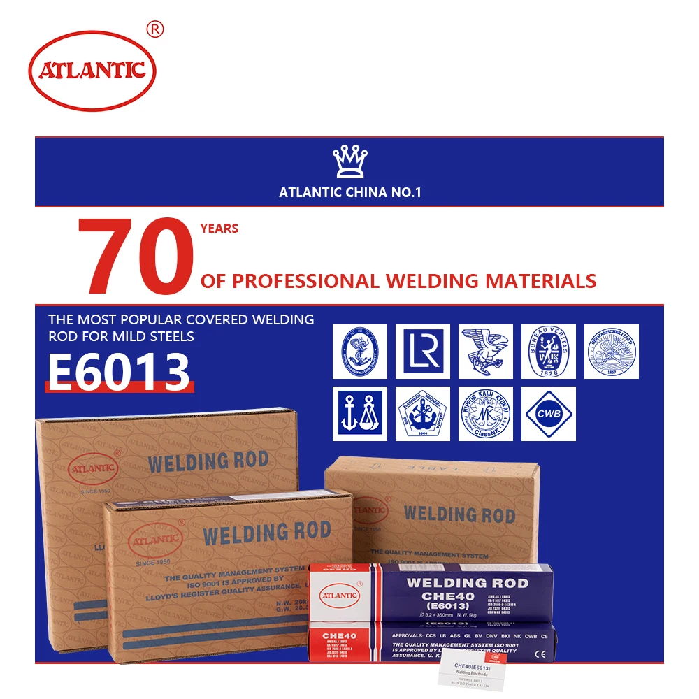 

ATLANTIC E6013 Non Alloy Steel Welding Electrode Rod Suit Ships Steel Structure Weld MAW E6013