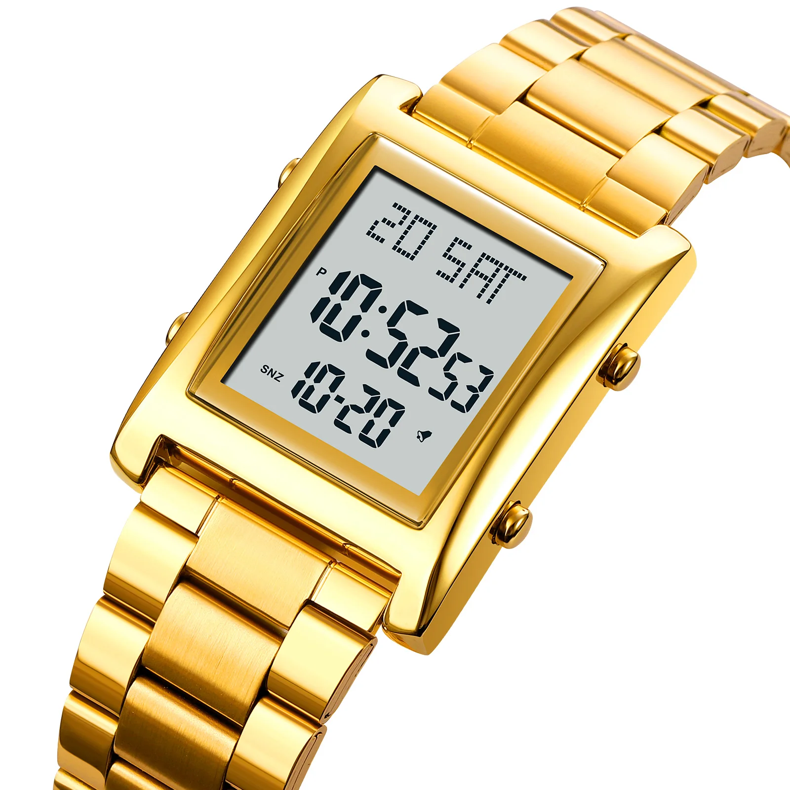 

New Skmei 1812 Square Digital Watch For Men Gold Stainless Steel Watch Water Resistant 3 ATM
