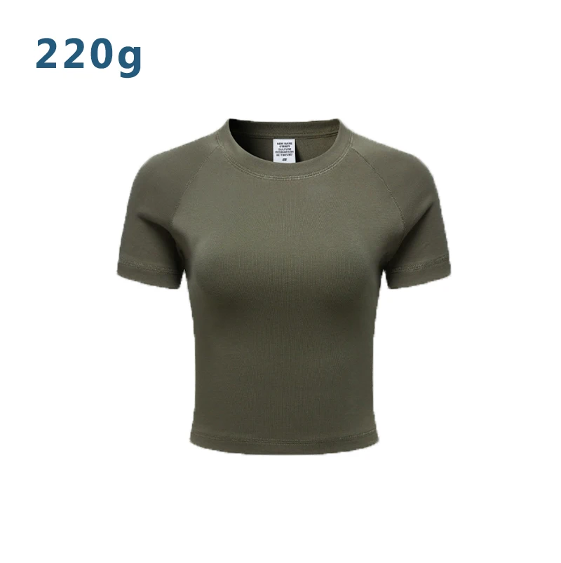 Women's 220g Slim Fit Crop Top Short Sleeve T-Shirt with Regular Shoulder Casual Style Summer Crop Top for Girls