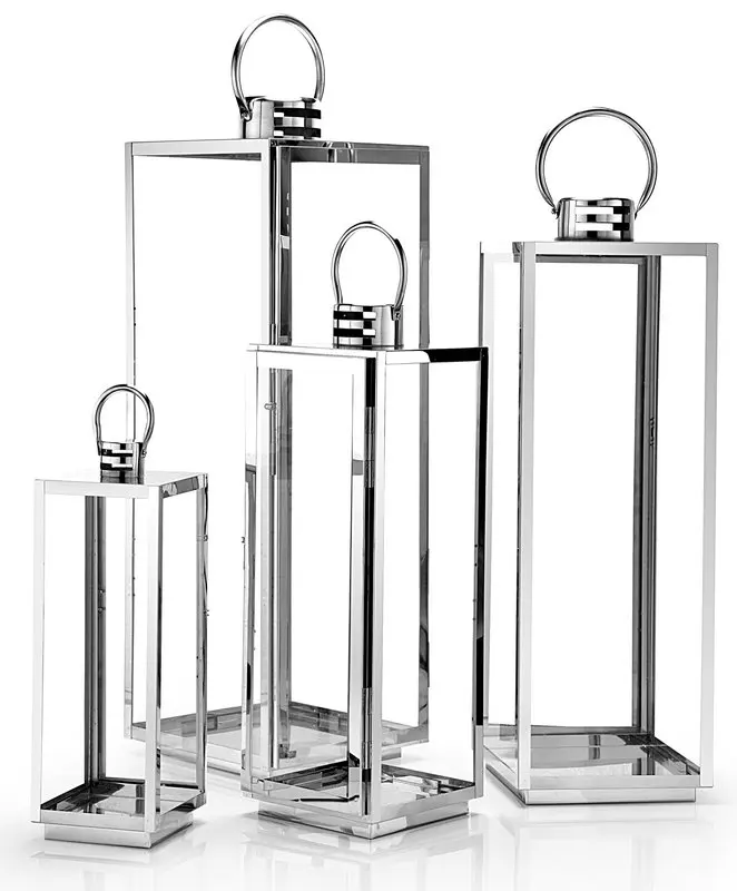 
Interior Home Decoration Luxury Metal Stainless Steel Lantern Wedding Candle for Garden 