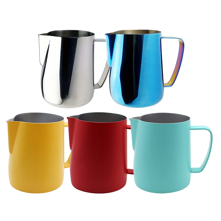

Stainless Steel Frothing Pitcher Pull Flower Cup Coffee Milk Frother Latte Art Milk Foam Tool Coffeware Kitchen Tools, White, black,red, blue, green