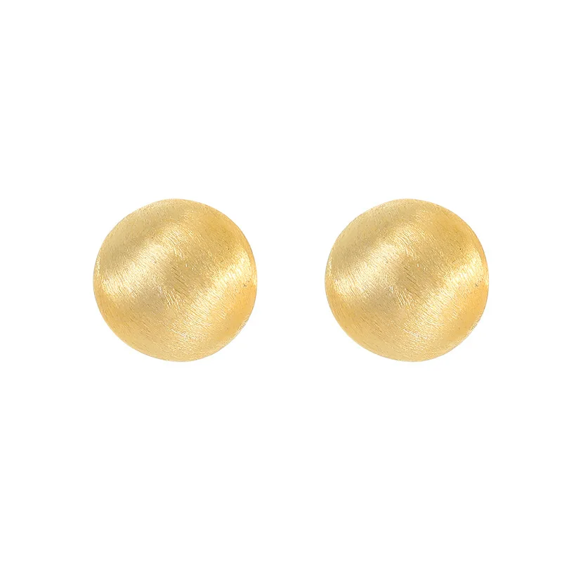 Fashion Earrings Jewelry 925 Sterling Silver Earrings Frosted Ball Round Disc Shape Gold Plated Stud Earrings for Women