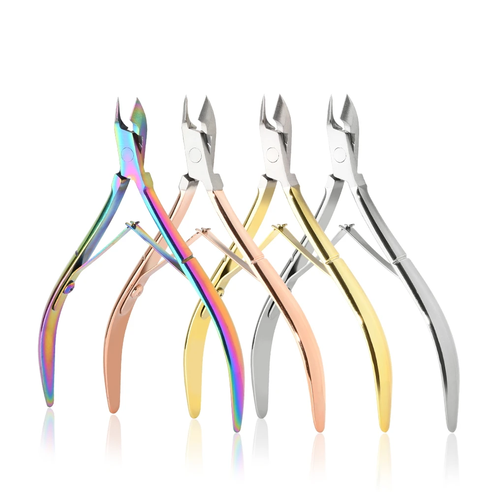 

Four colors Jaw 16 Rose Gold Nail Cuticle Trimmer Gold Manicure Cuticle Nippers with double springs