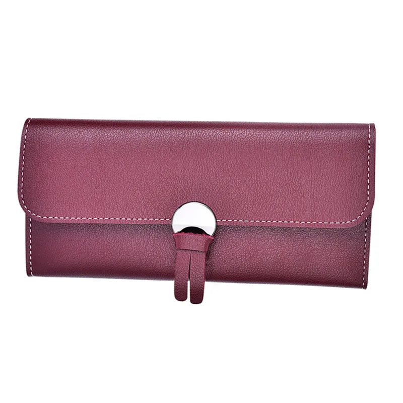 

New High Fashion Ladies Long Three Fold Buckle Multiple Card Slots Soft Pu Wallet Purse Card Bag Unique Purses Handbags