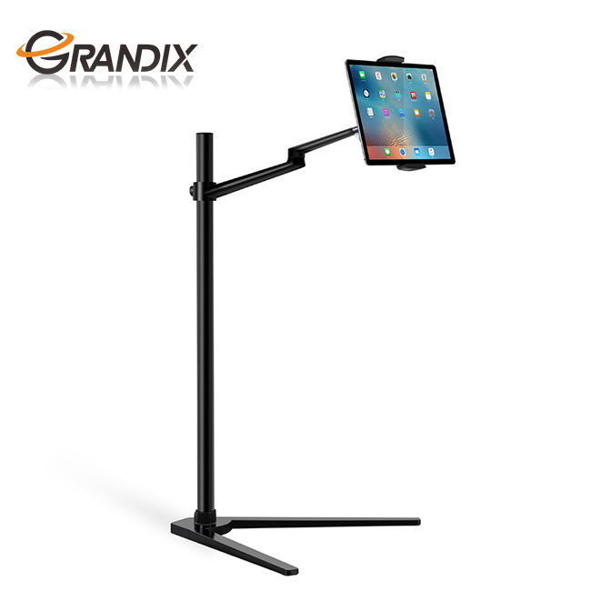 

Muli-function Adjustable height Three-legged Floor Stand for 4-14 inch Tablet mobile phone Stand Holder, Black, silver