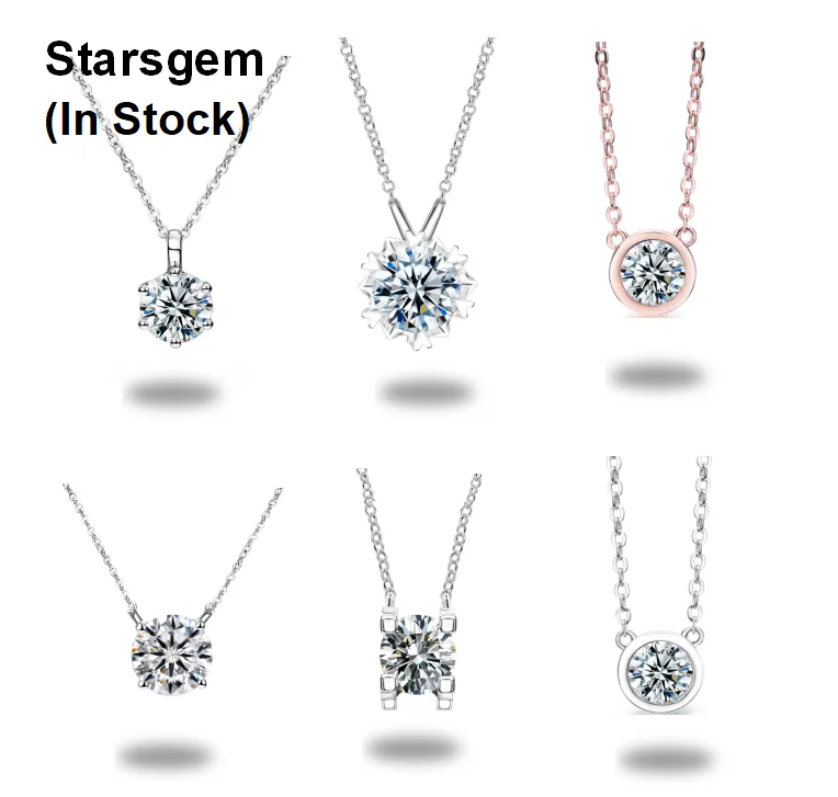 

Starsgem Drop Shipping Manufacturer Silver Jewelry Necklaces Moissanite Diamond Necklace