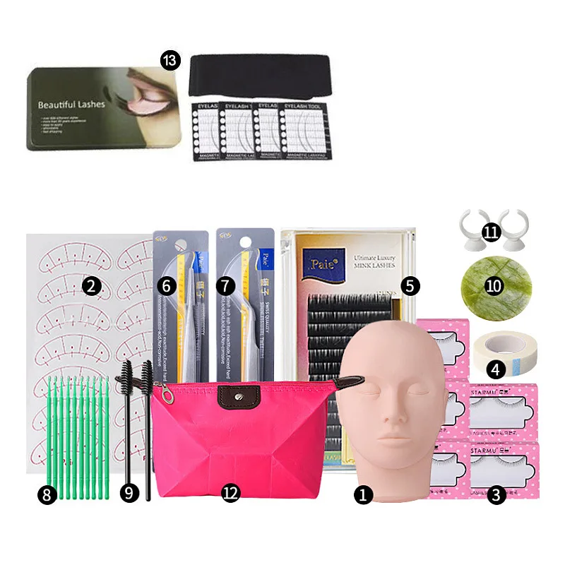 

Professional mannequin Eyelash Extension training Tools Set Makeup tools kit Practice Individual Eye Lashes Grafting Kit, Customer's choice