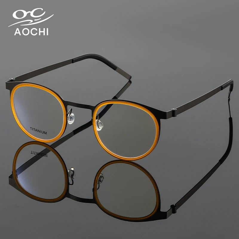 

Unisex Flexible Spectacles Male Round German Eyewear Men Women Optical Frame Eyeglasses Ultralight Titanium Computer Eye Glasses