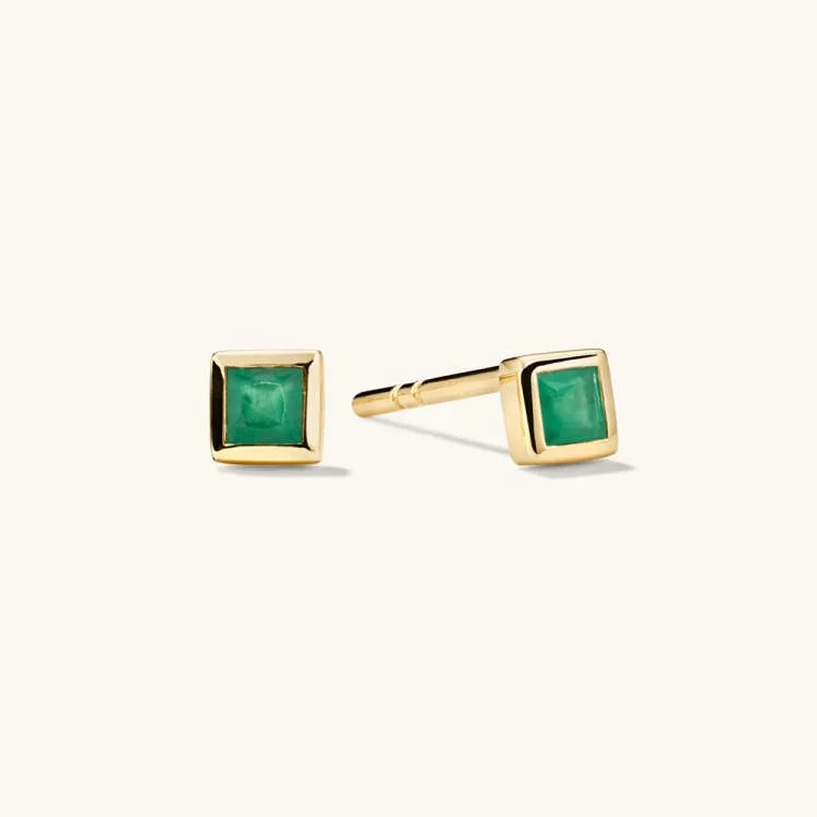 

LOZRUNVE Silver 925 Sterling Jewellery Delicate Emerald Square CZ Bezel Stud Earring