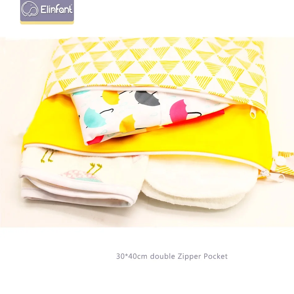 
Happyflute 30*40cm double pocket diaper wet bags waterproof portable cloth diaper bag 