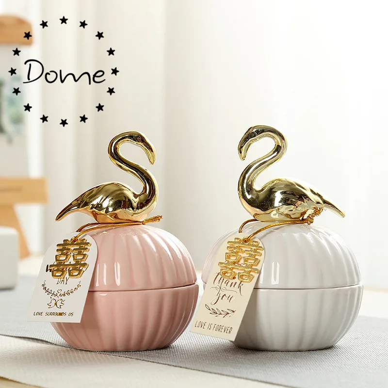 

novelty gold animal lid flamingo bear bird ceramic jewelry box