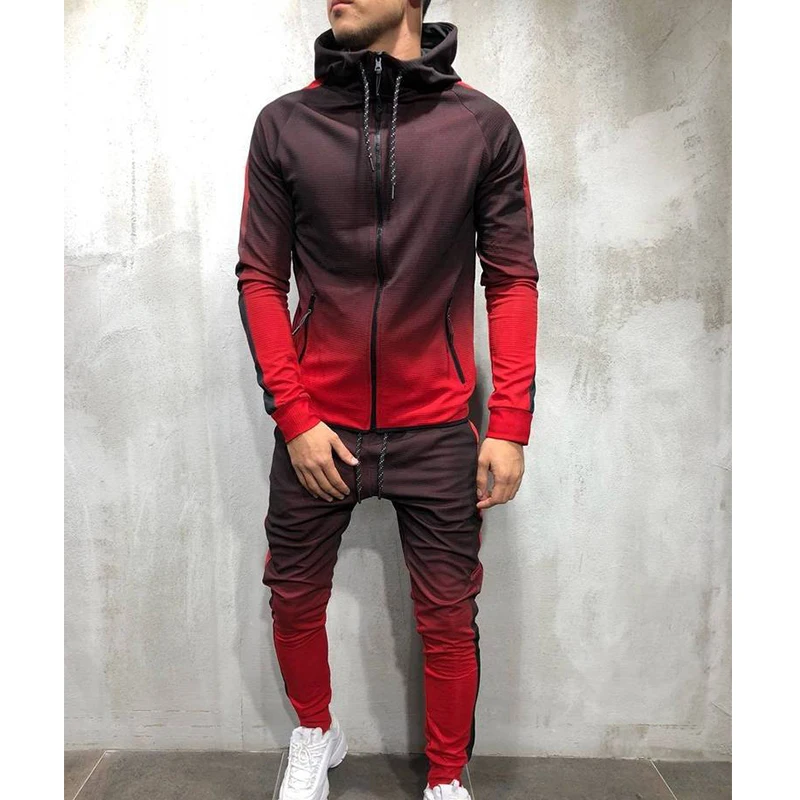 

Fashion Men's Tracksuit 2 Piece Sportswear Clothes Casual Hoodies And Pants Gym Sweat Suit Joggers, Shown