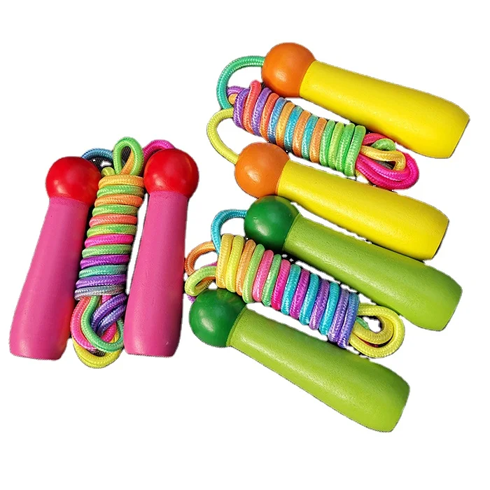 

Drop Shipping Cheap Kids Fitness Equipment Animal Cartoon Wooden Adjustable Custom Skipping Jump Rope, Pink,yellow,blue,green