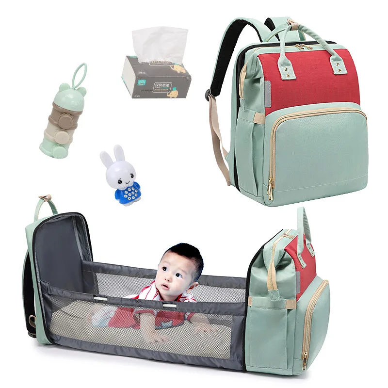 

Folding New Portable Baby Travel Crib Bed Carry Cot Shoulder Accessories Bag Mommy Nappy Backpack Travel Nursing Diaper Bag, As picture