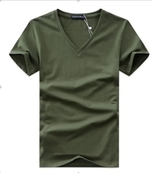 

Summer men's pure white sweetheart collar short-sleeved cotton men's solid color sports and leisure v-neck short-sleeved T-shirt
