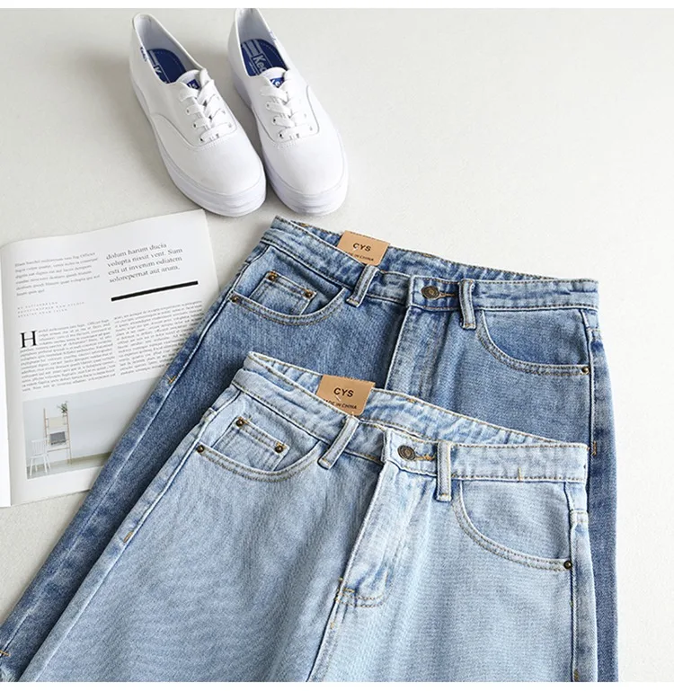 

2021 Summer Hot Sale Casual Straight Loose Boxing Short Denim Women Jean Shorts, Light blue /blue