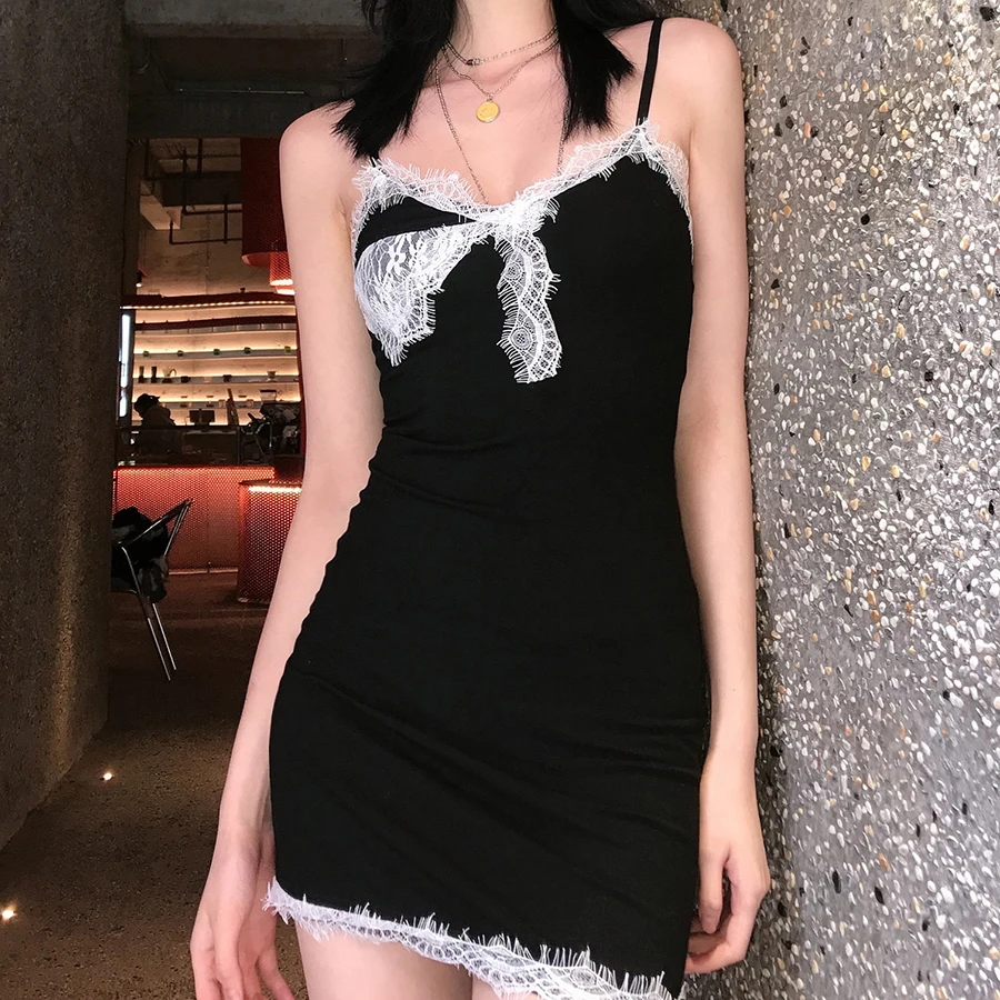 

Nibber K21D00201 Sexy Lace Sling Slim Bodycon Dresses Women Casual Sleeveless Party Club Mini Dress Factory Wholesale Customized