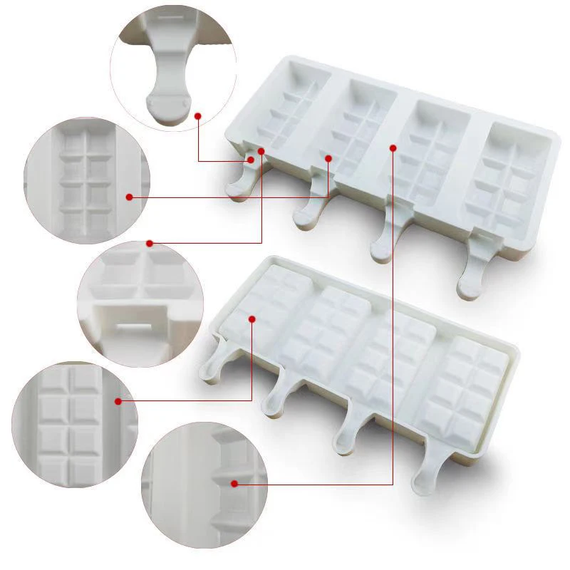 
Food grade Ice Cream Cake Mousse Dessert mold 4 cavity Silicone Popsicle Makers 